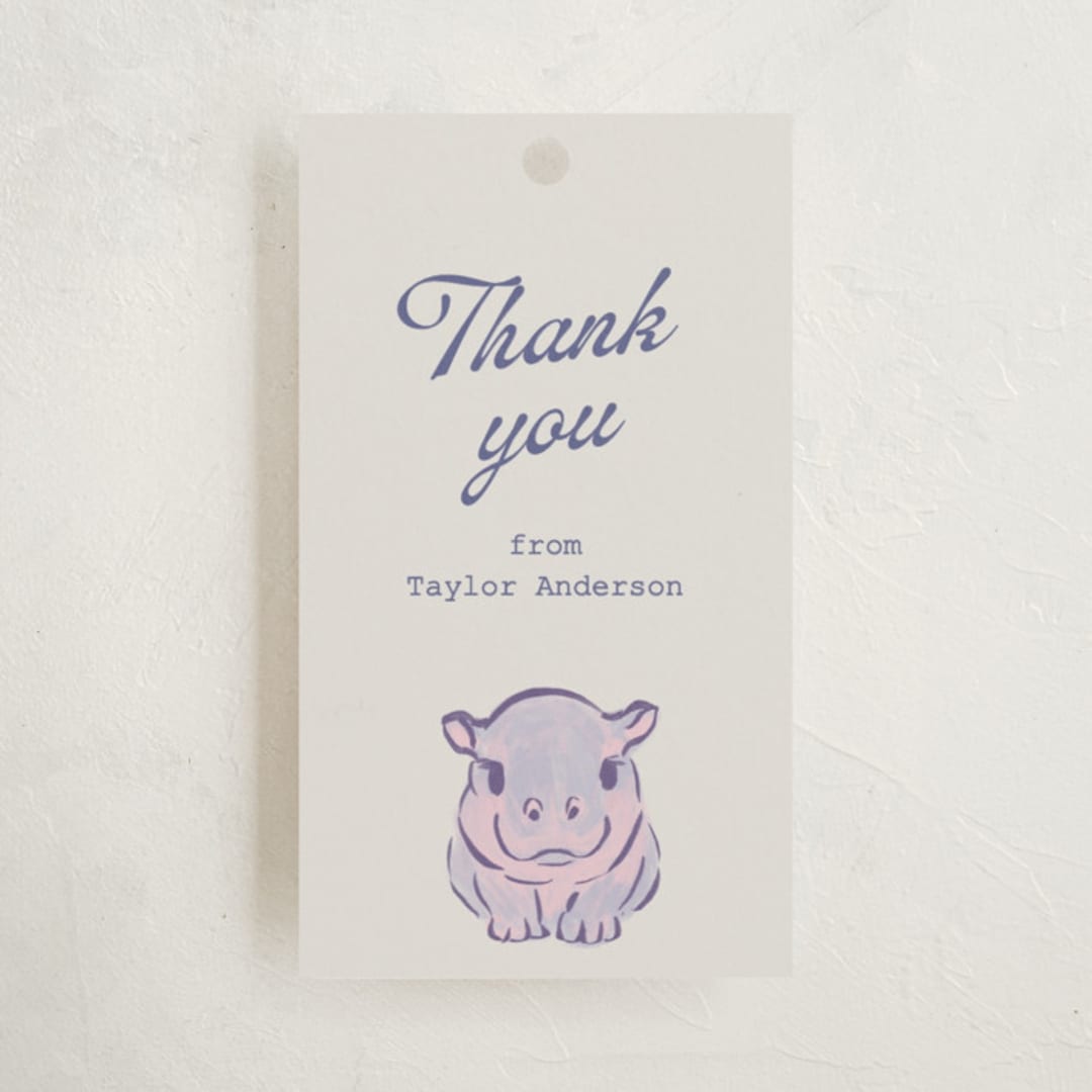 "baby hippo" - Baby Shower Favor Tags in Twilight Frost by Cass Loh - Front