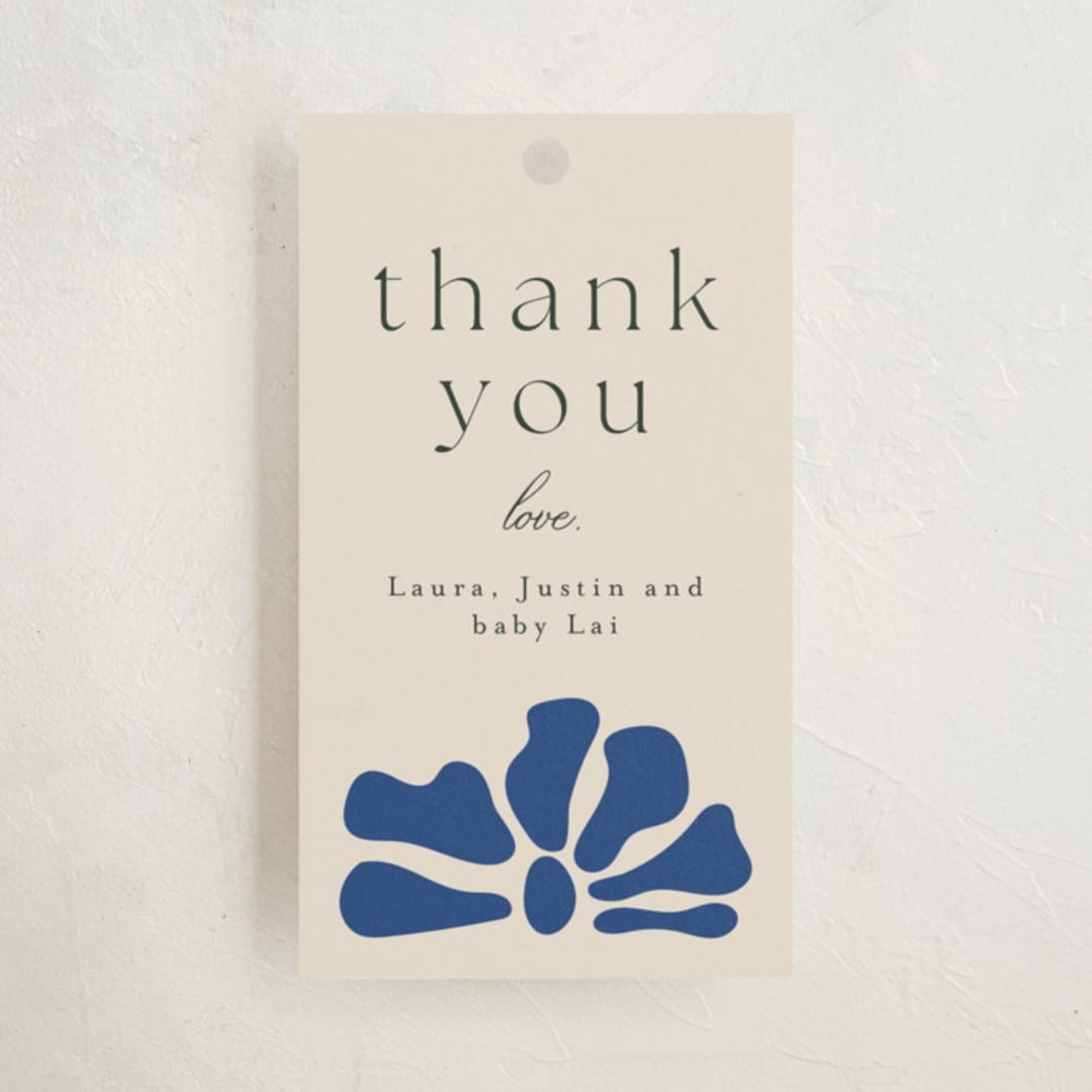 "Modern Bloom" - Baby Shower Favor Tags in Cobalt by Joyce Pinheiro - Front