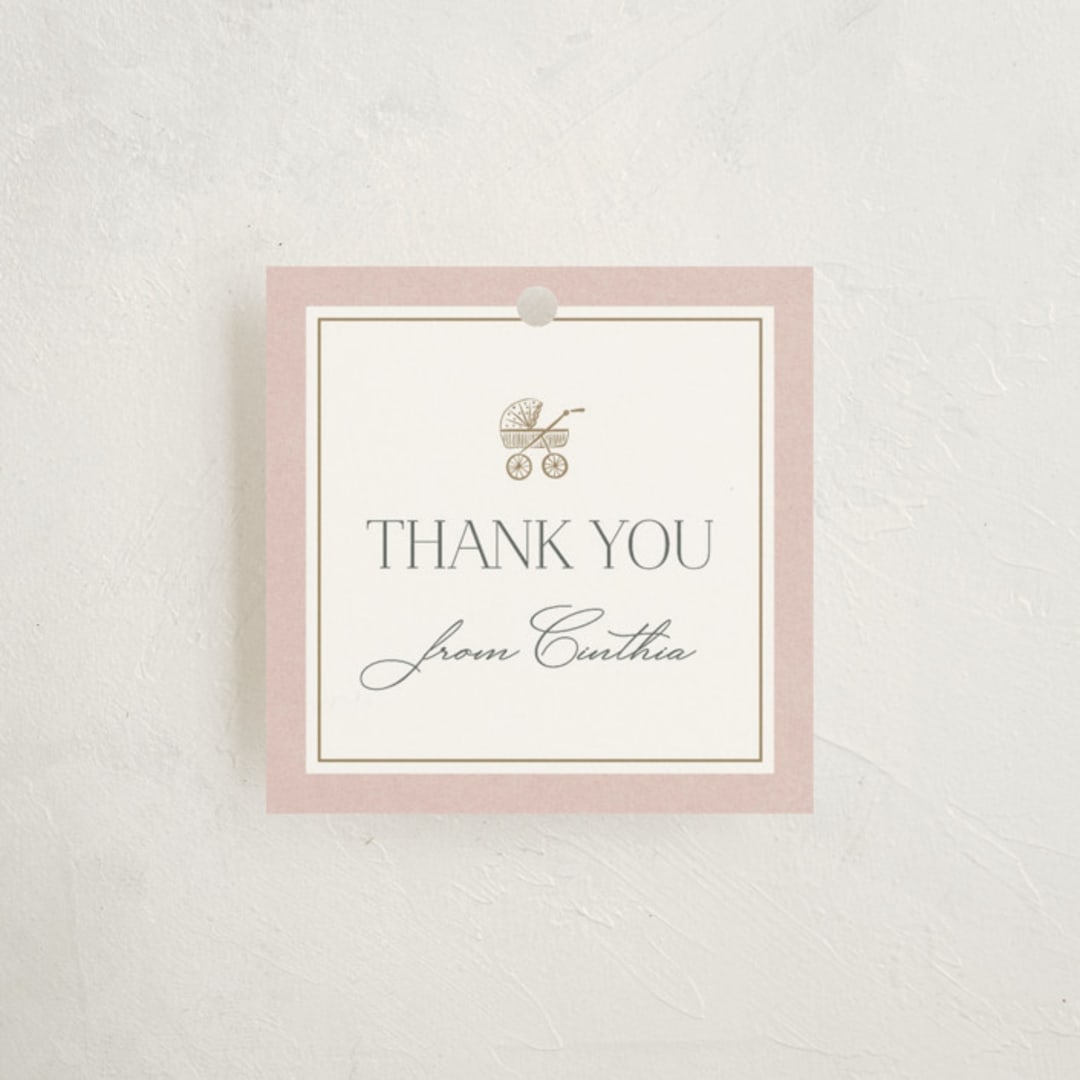 "The Little Heirloom" - Baby Shower Favor Tags in Rose by Lucrecia Caporale - Front
