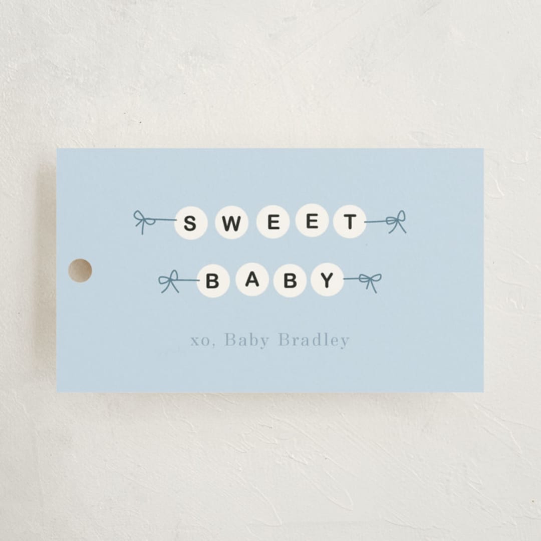 "Mom Era" - Baby Shower Favor Tags in Aqua by Baumbirdy - Front