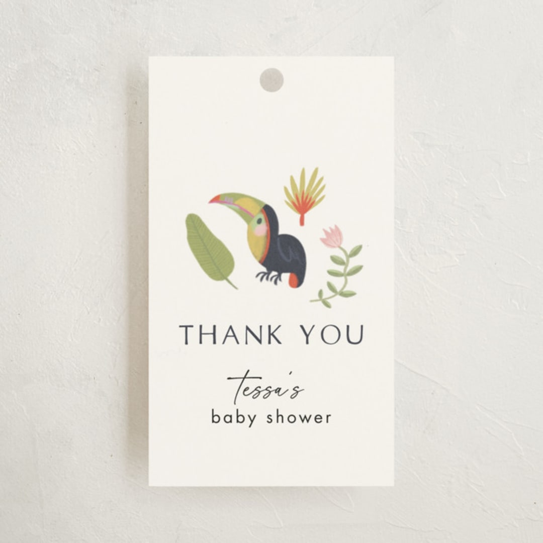 "Tropical Animals" - Baby Shower Favor Tags in Ivory by Kate Blalock - Front
