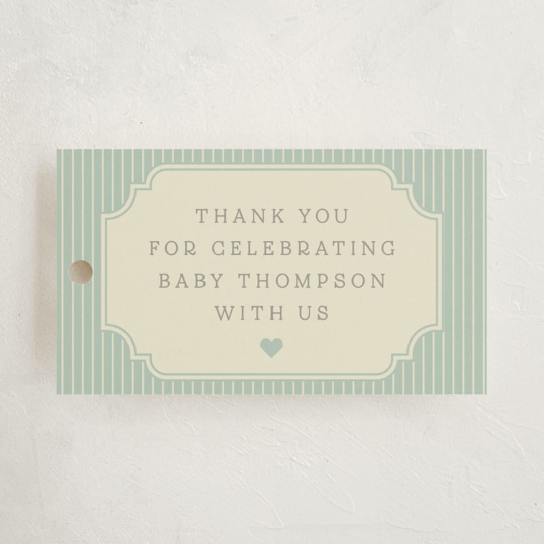 "Brooke" - Baby Shower Favor Tags in Seafoam by Robert and Stella - Front