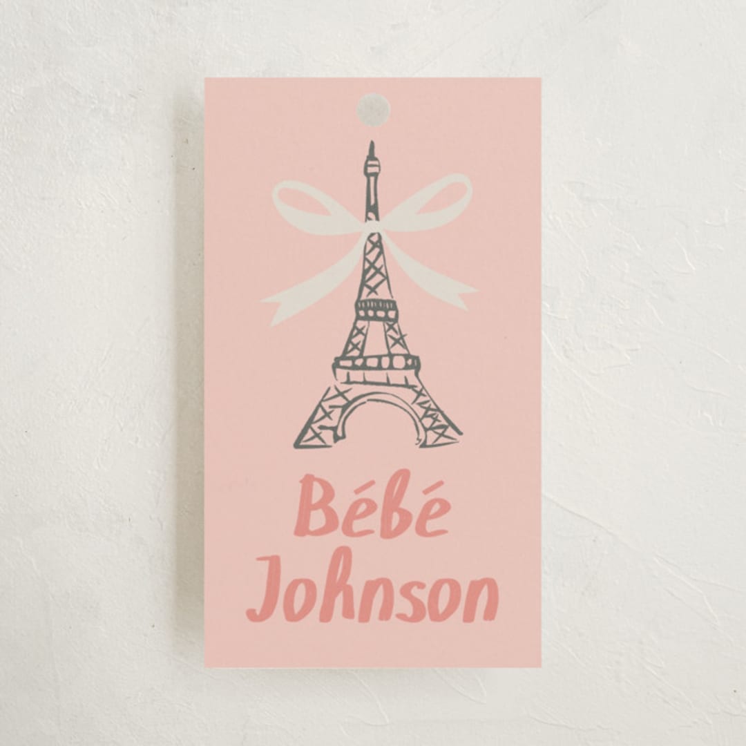 "Paris Postcard" - Baby Shower Favor Tags in Petal by Karidy Walker - Front
