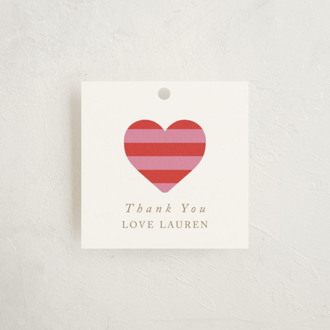 "Striped Baby Buggy" - Baby Shower Favor Tags in Rose by mo kelley - Front