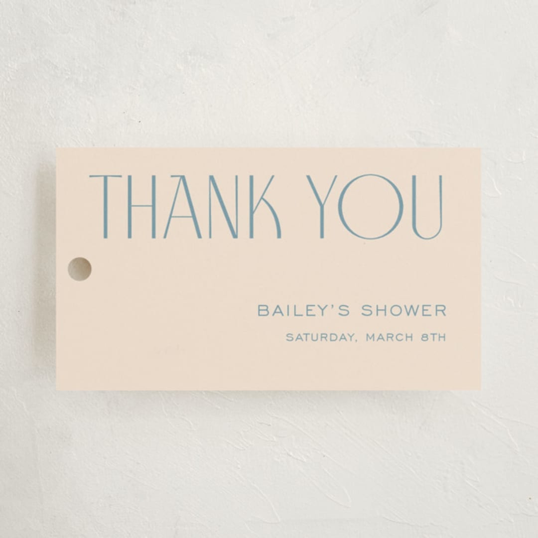 "Ephrata" - Baby Shower Favor Tags in Powder by Deynaaz Daraei - Front