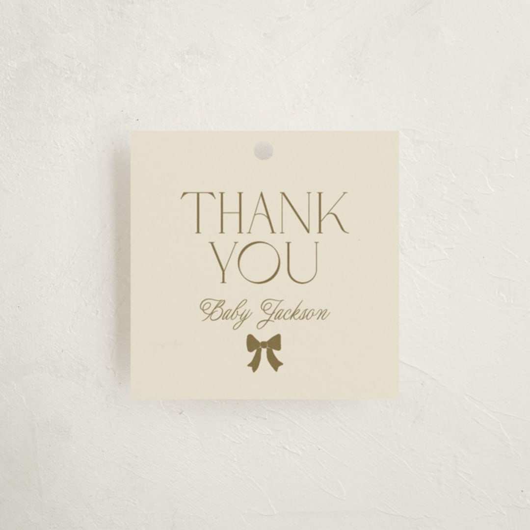 "Mini Bows" - Baby Shower Favor Tags in Vanilla by Vera Lim - Front