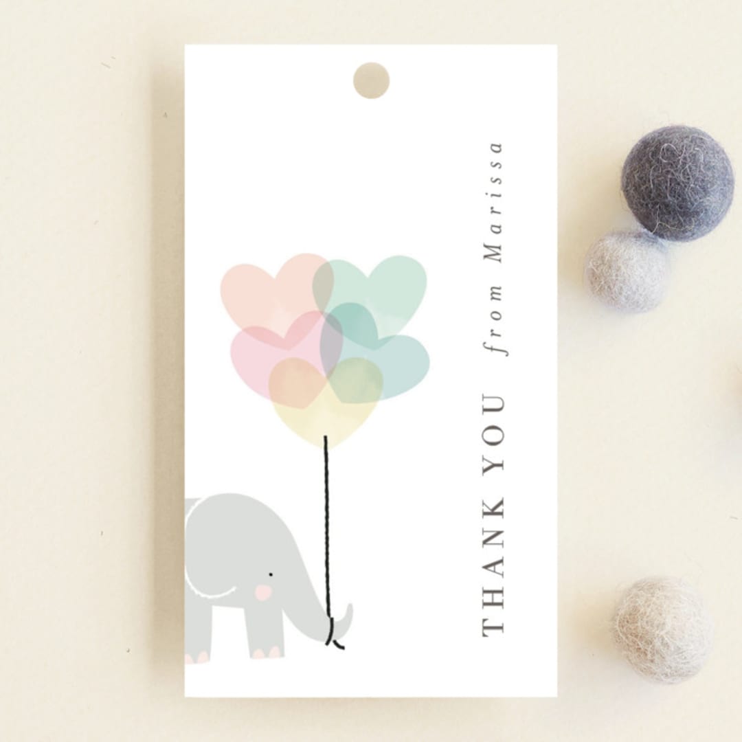 "Elephant" - Baby Shower Favor Tags in Peony by Lori Wemple - Front