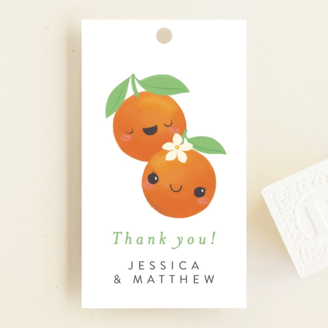 "Two Little Cute" - Baby Shower Favor Tags in Pumpkin by Itsy Belle Studio - Front