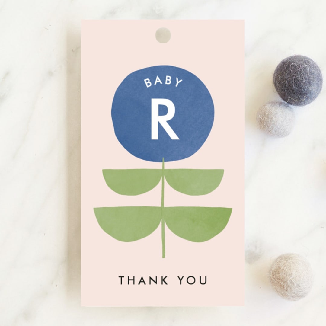 "Bold Blossom" - Baby Shower Favor Tags in Bluebell by Lehan Veenker - Front