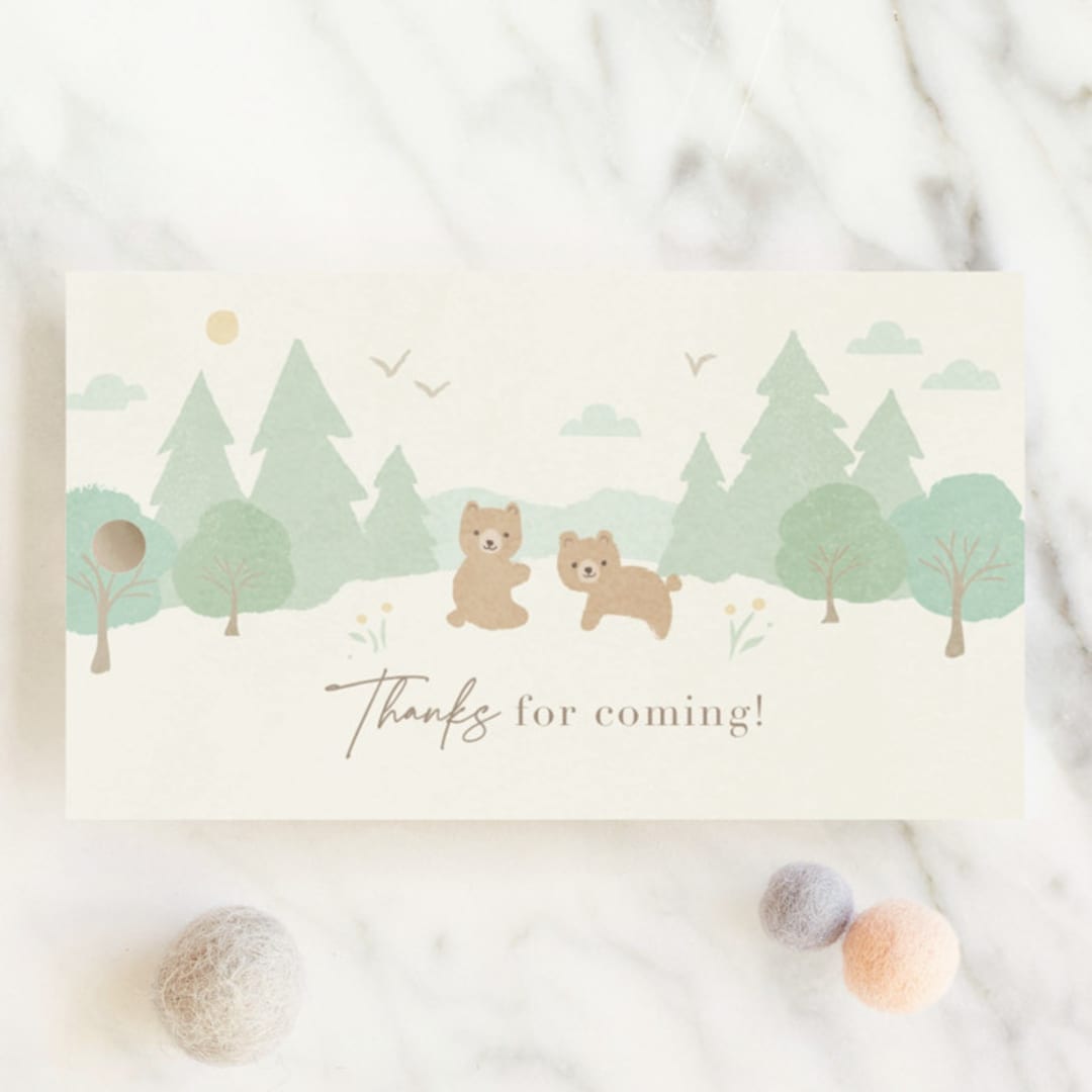 "Forest Friends" - Baby Shower Favor Tags in Seafoam by Jennifer Wick - Front