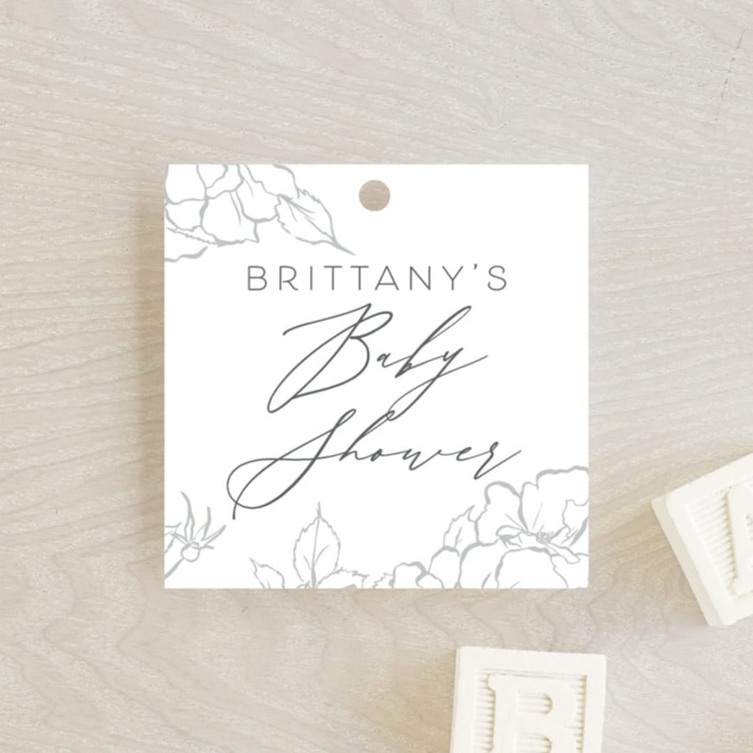 "Enchant" - Baby Shower Favor Tags in Lead by Nicoletta Savod - Front