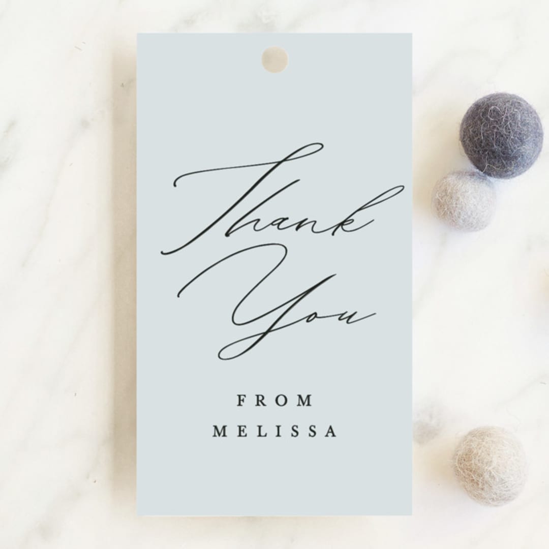 "Simply Elegant" - Baby Shower Favor Tags in Dusty Blue by Amy Payne - Front