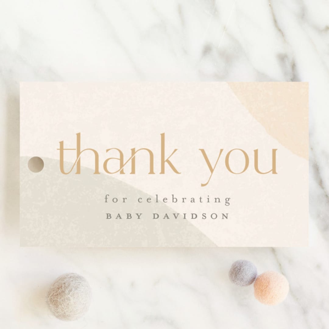 "Pebble" - Baby Shower Favor Tags in Sand by Heather Cairl - Front