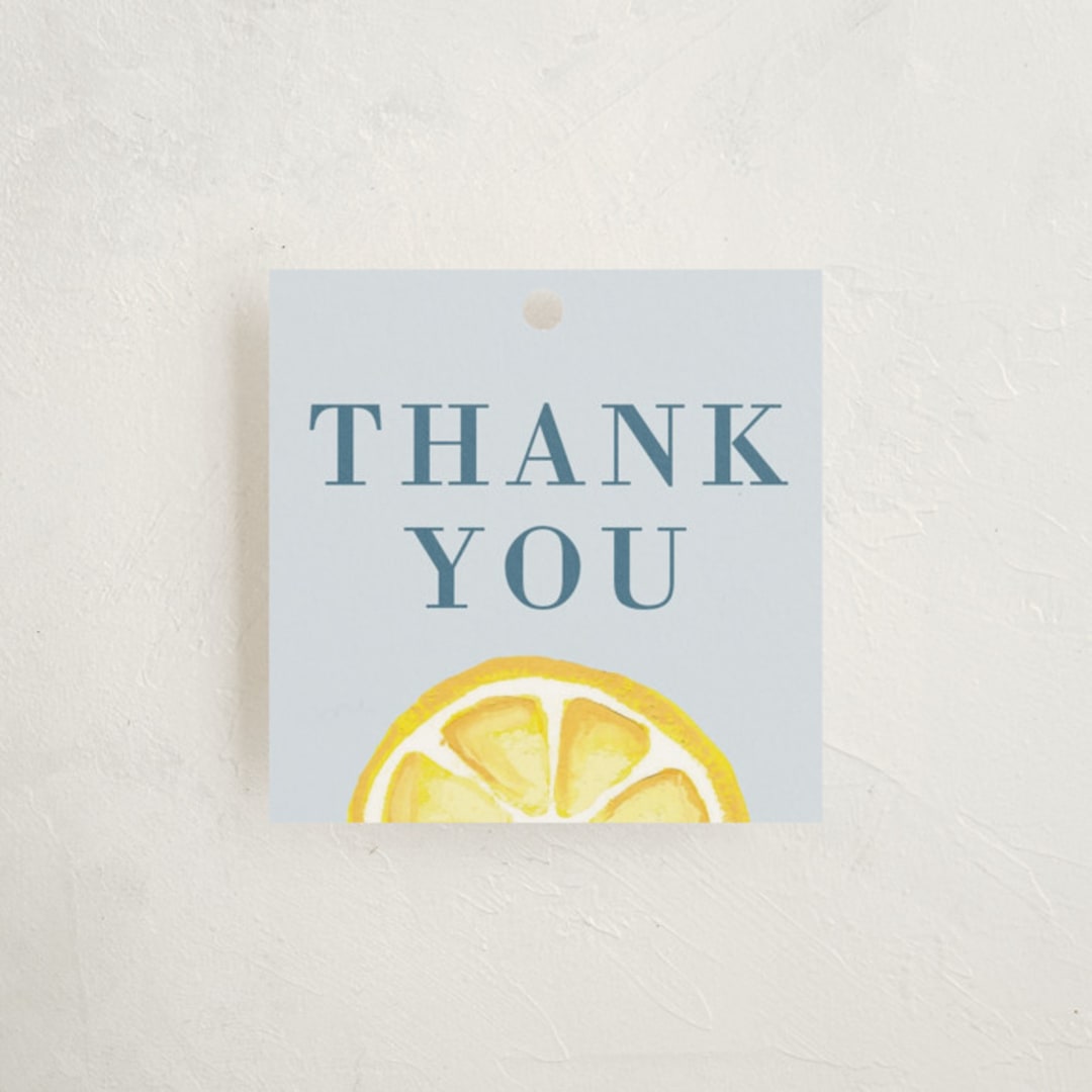 "Lemons" - Baby Shower Favor Tags in Pale Blue by Megan Cash - Front