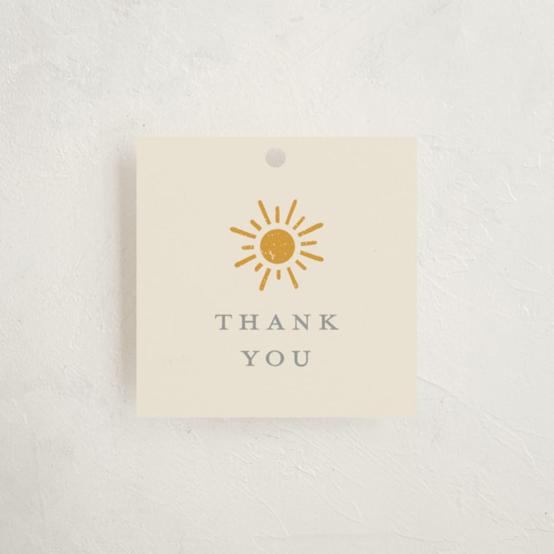 "Sun Toss" - Baby Shower Favor Tags in Golden Sun by Meggy Masters - Front