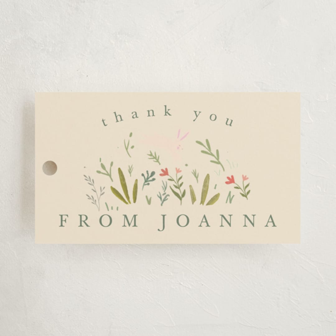 "Oval Forest" - Baby Shower Favor Tags in Sand by Hannah Williams - Front
