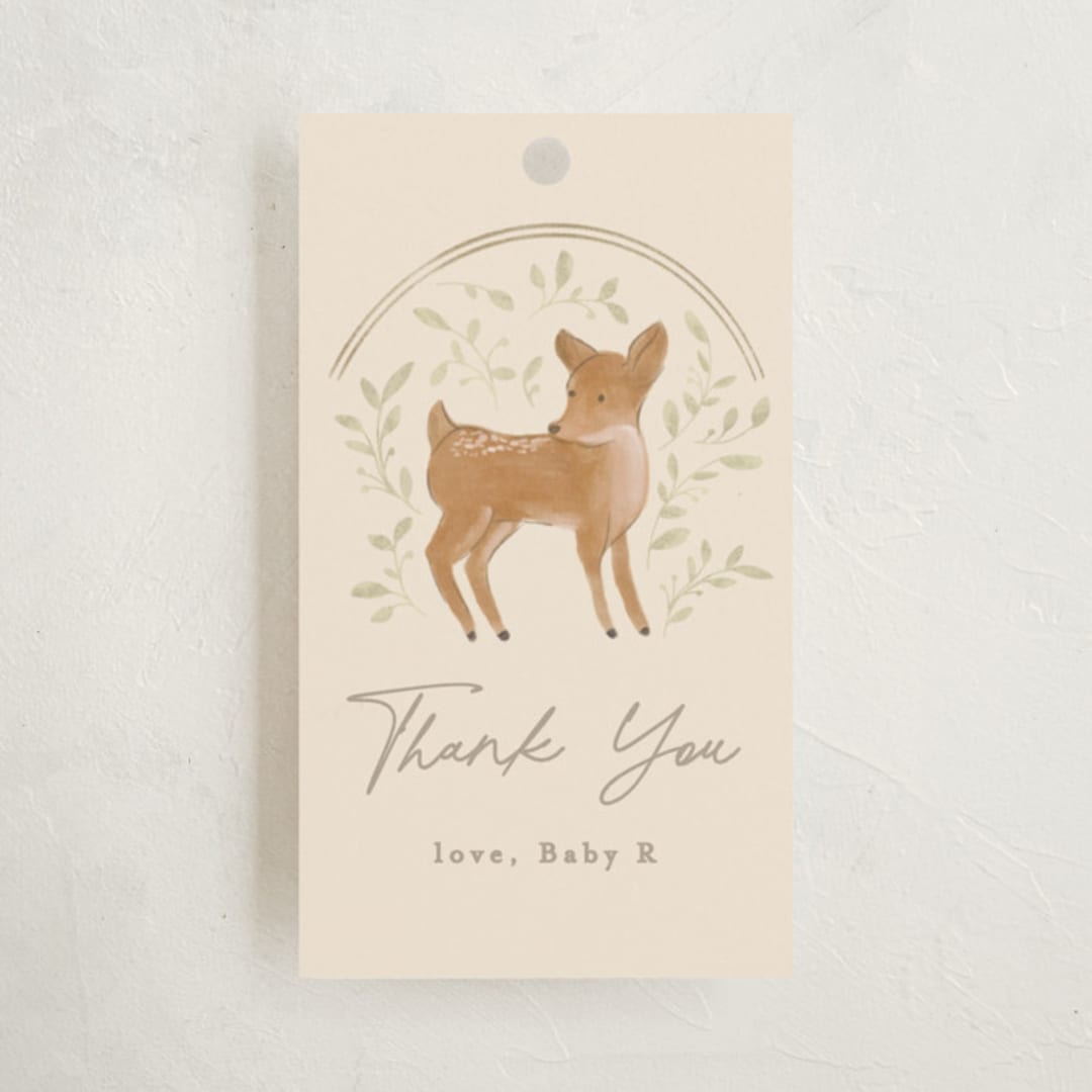 "Woodland storybook" - Baby Shower Favor Tags in Ecru by Creo Study - Front