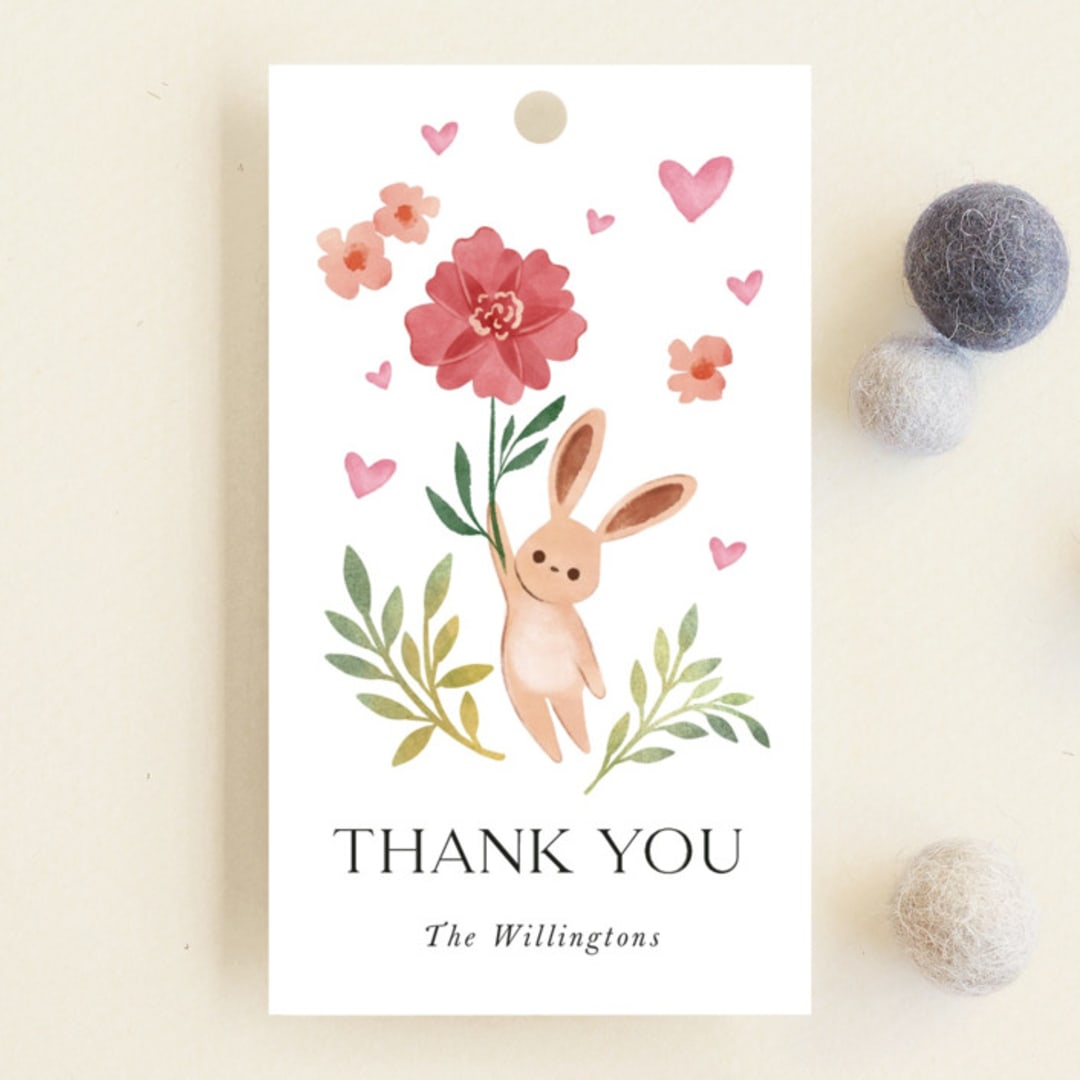 "Love is in the Air" - Baby Shower Favor Tags in Rose by Vivian Yiwing - Front
