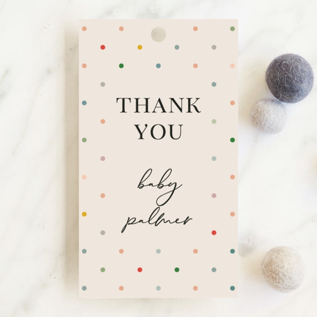 "Baby Shower Blocks" - Baby Shower Favor Tags in Rainbow by Penny Eversole - Front