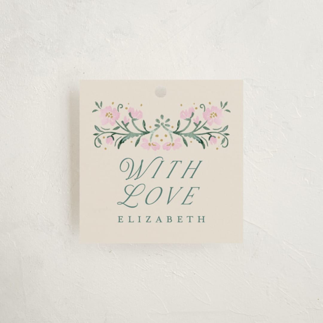 "Book Cover" - Baby Shower Favor Tags in Evergreen by Petra Kern - Front