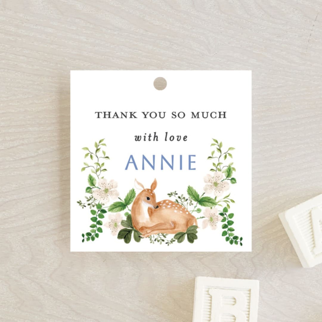 "Spring woodland" - Baby Shower Favor Tags in Elderflower by Sarah Knight - Front