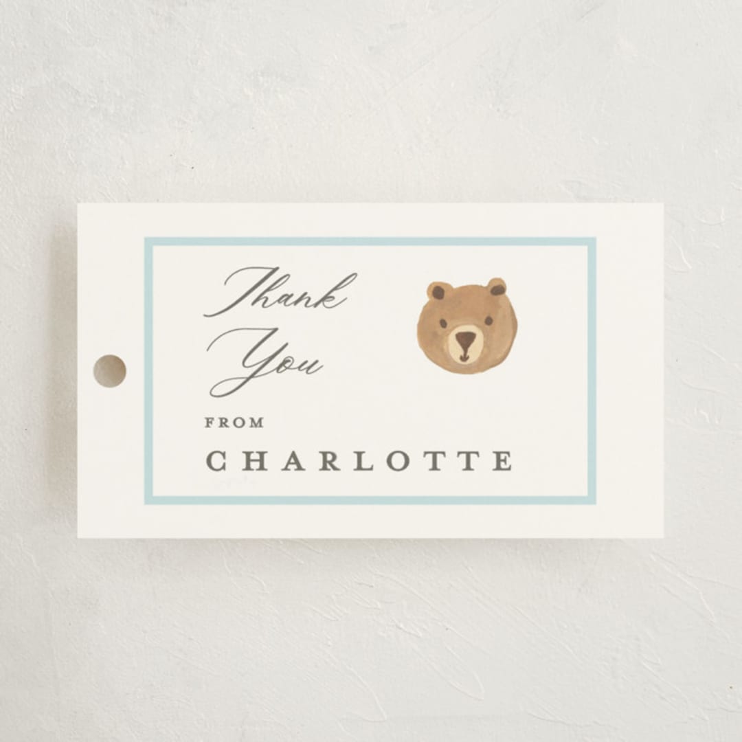 "Hot Air Balloon Bear" - Baby Shower Favor Tags in Blue Berry by Teju Reval - Front