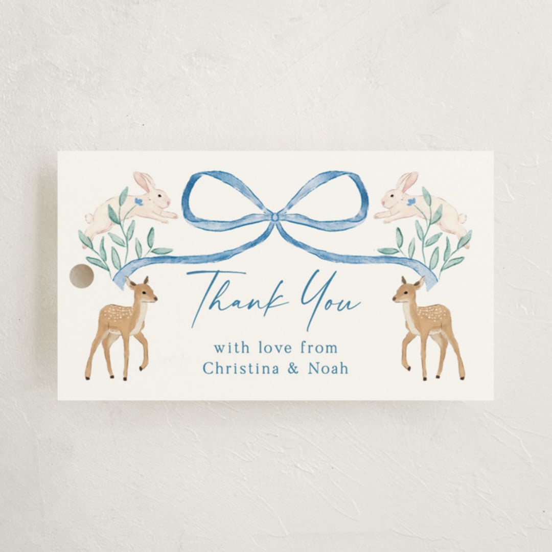 "Ribbon Garden" - Baby Shower Favor Tags in Blueberry by Elly - Front