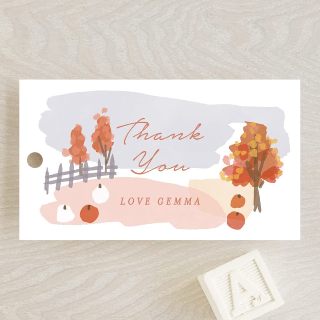"autumn countryside" - Baby Shower Favor Tags in Candy by Rebecca Durflinger - Front