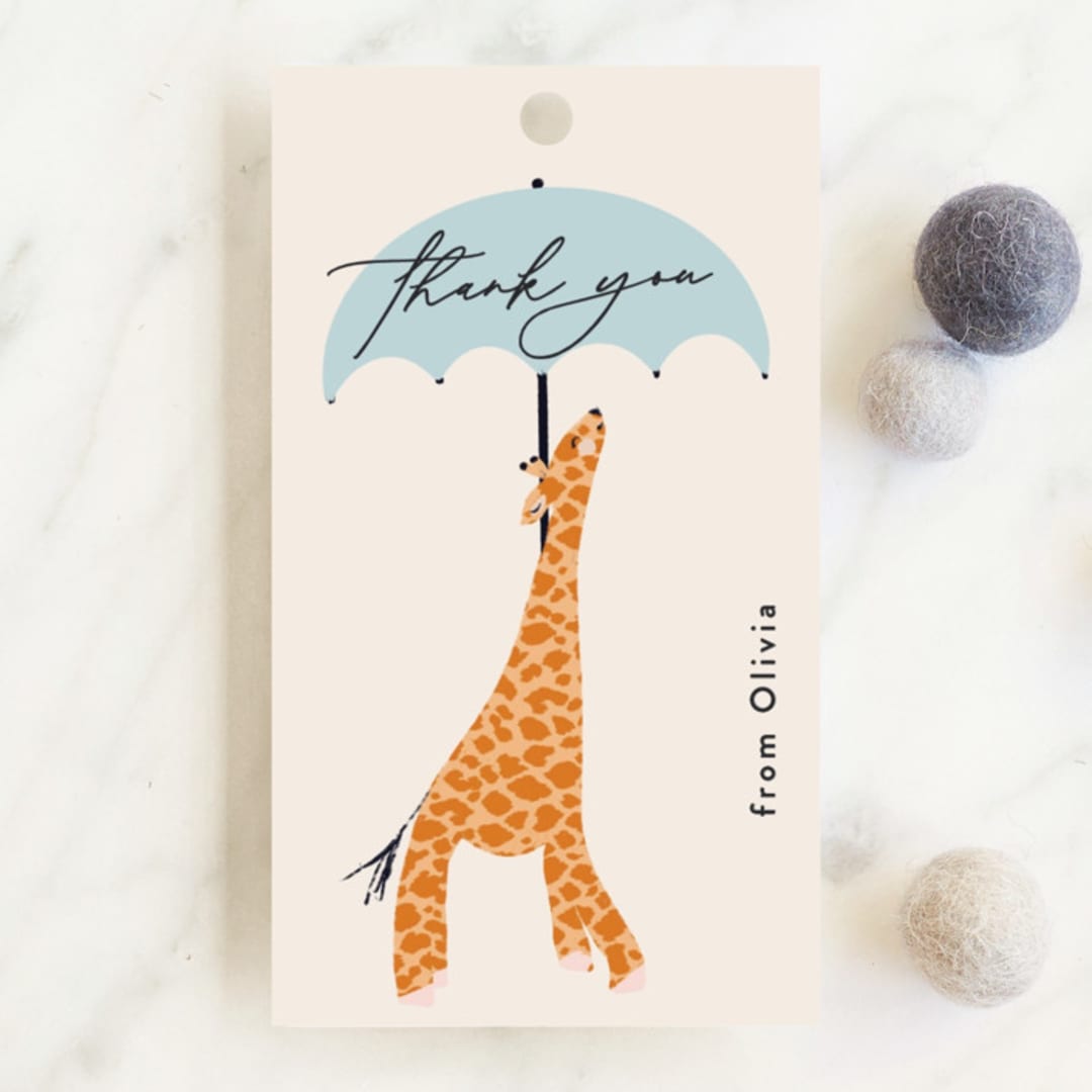 "Take Shelter" - Baby Shower Favor Tags in Powder by Gwen Bedat - Front