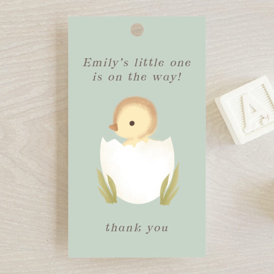 "Lil Duck" - Baby Shower Favor Tags in Sage by Itsy Belle Studio - Front