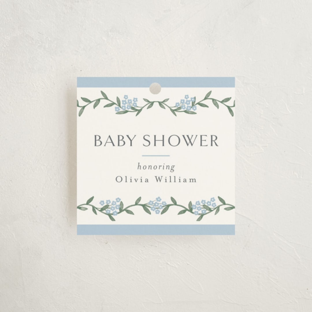 "Simple Garland" - Baby Shower Favor Tags in Sky by Christy Hy Lee - Front