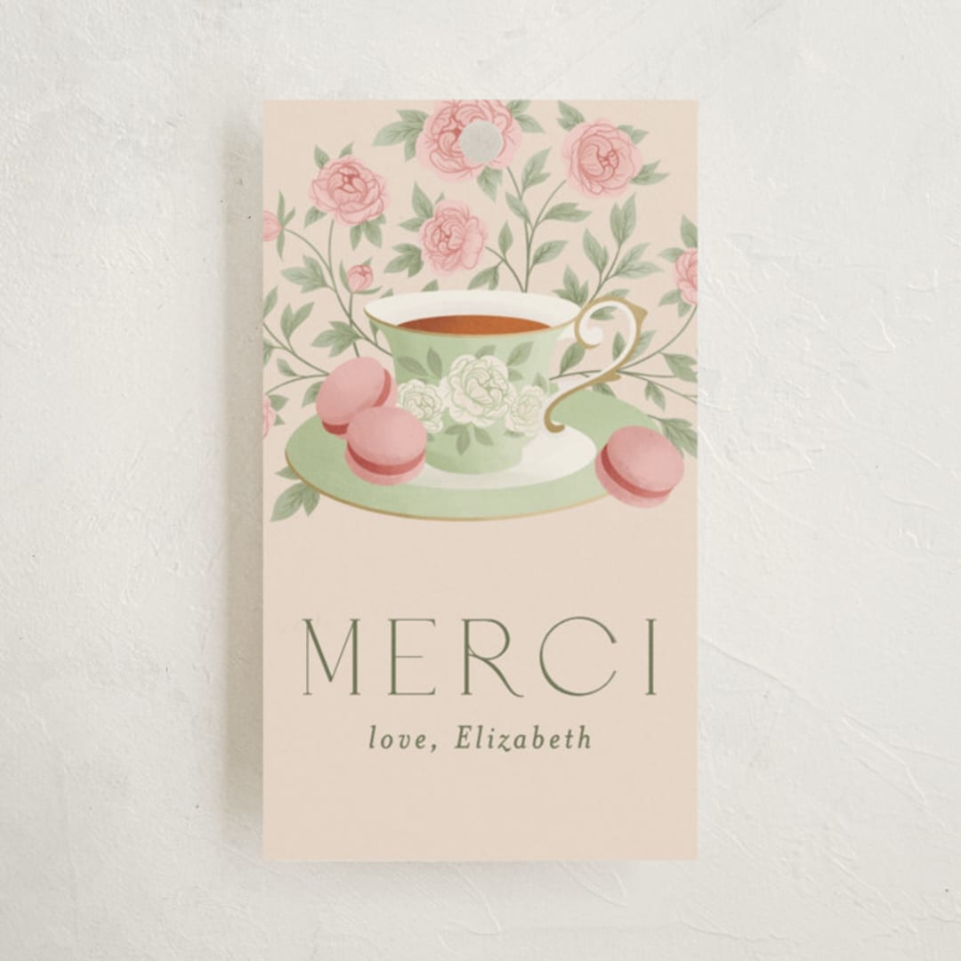 "A Baby Is Brewing" - Baby Shower Favor Tags in Framboise by Jamie Alexander - Front