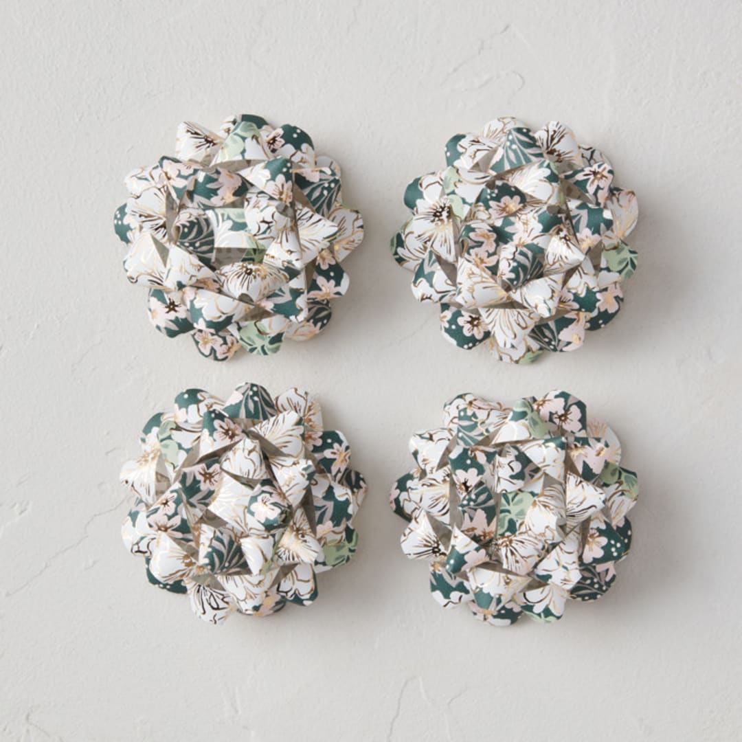 "Illuminated Blooms" - Wrapping Paper Bow in Cobalt by Alethea and Ruth