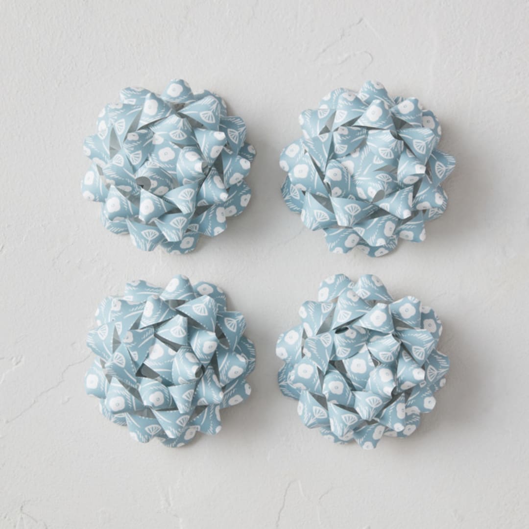 "Folk Floral" - Wrapping Paper Bow in Powder by Julie Murray