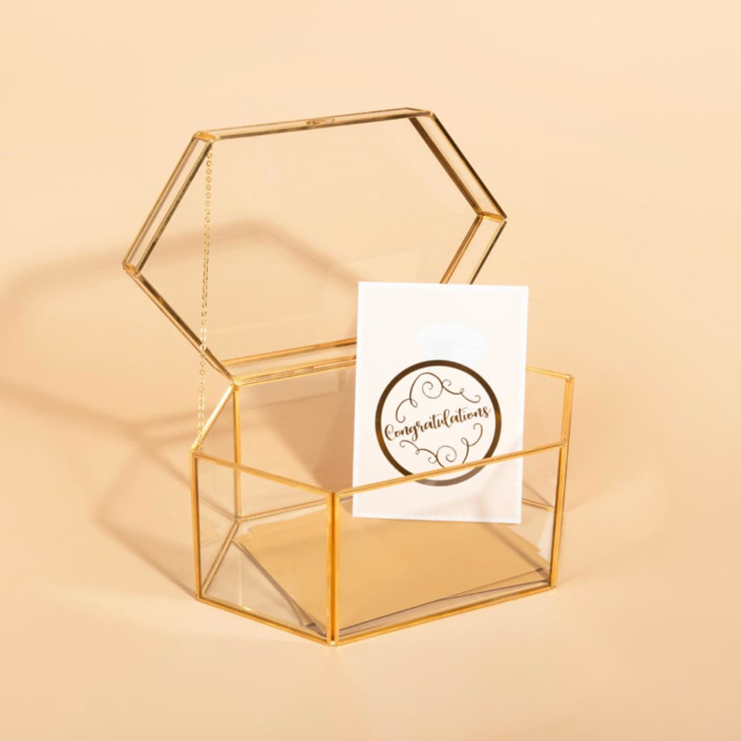 Glass Card Box | Full Opening | Gold