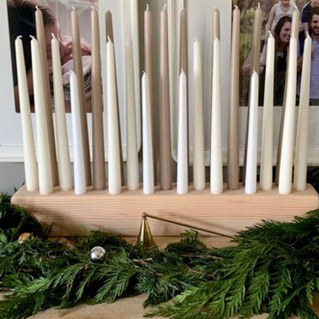 "24" Natural Wood Candleholder" - Candle Holders in white by Katelin Simons