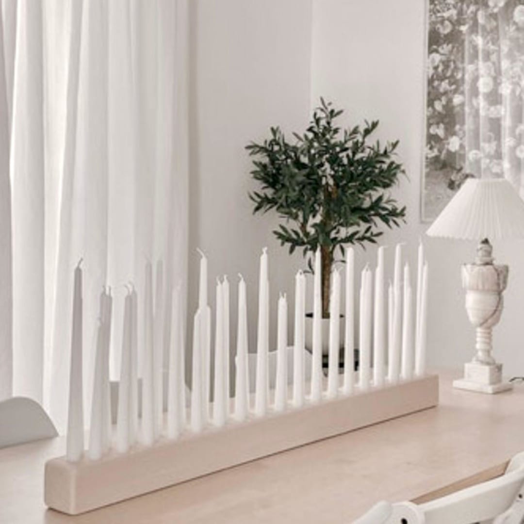 "47" Whitewash Wood Candleholder" - Candle Holders in pink by Katelin Simons