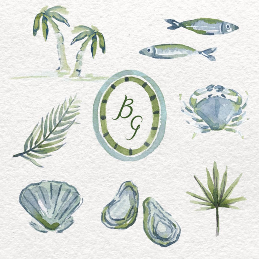"Alento Watercolor Icon Set" - Commissioned Design Element in green by Pati Cascino
