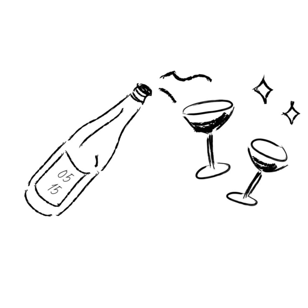 "Custom Color & Text Champagne Icon Set" - Commissioned Design Element in black by Helena Vitto