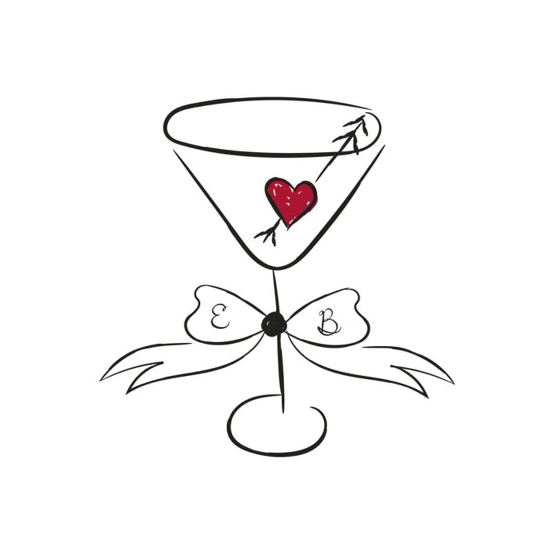 "Custom Color & Text Martini Glass Icon" - Commissioned Design Element in black by Helena Vitto