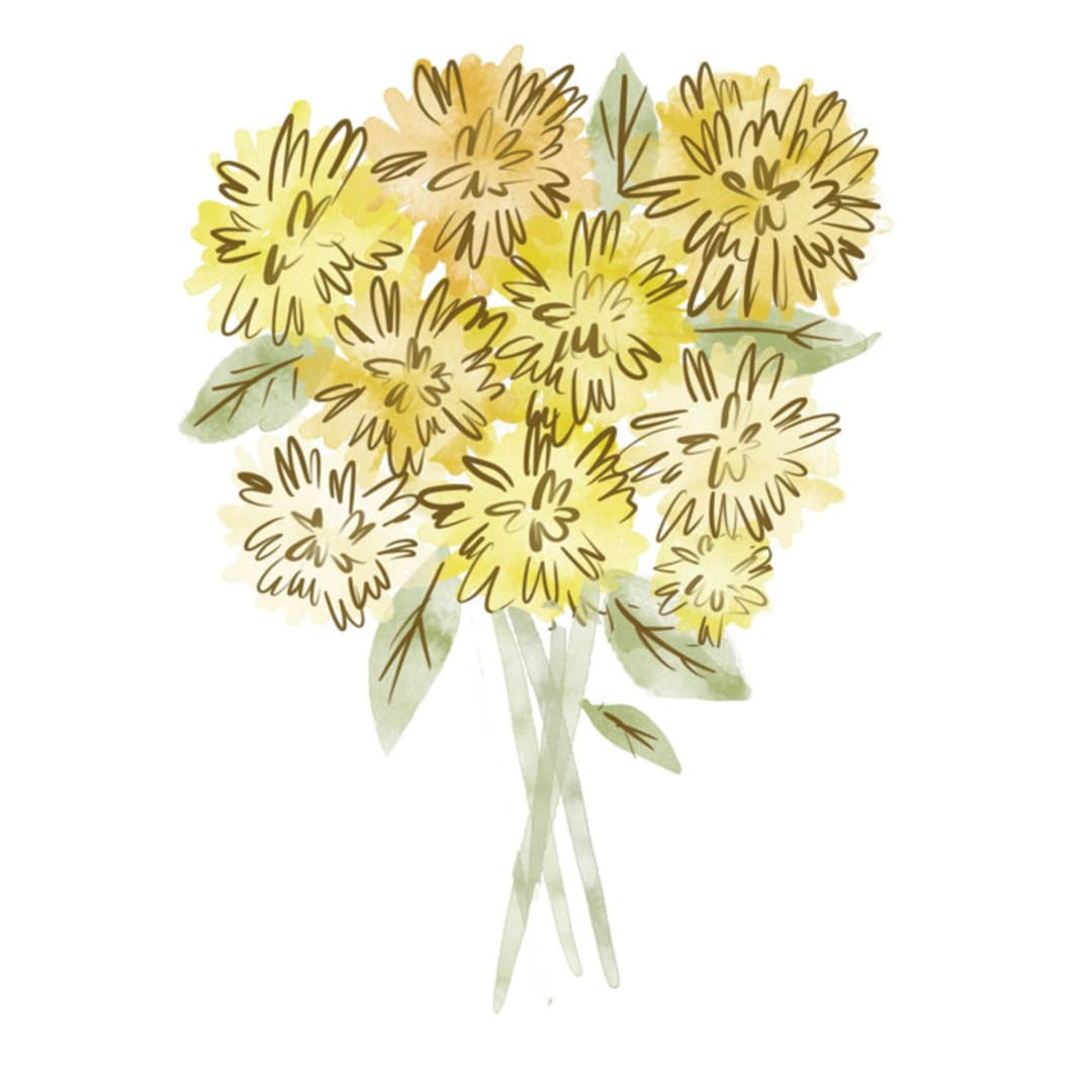 "Custom Marigolds Icon" - Commissioned Design Element in yellow by Lori Wemple