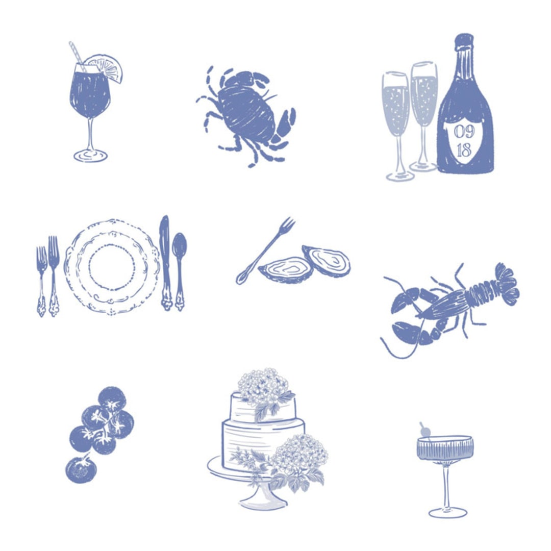 "Custom Color Food and Drink Icons Set of 5" - Commissioned Design Element in multicolorassorted-colors by Jenna Holcomb