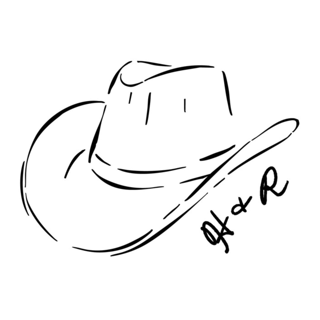 "Custom Monogram Cowboy Hat Crest" - Commissioned Design Element in multicolor by Claudia Orengo