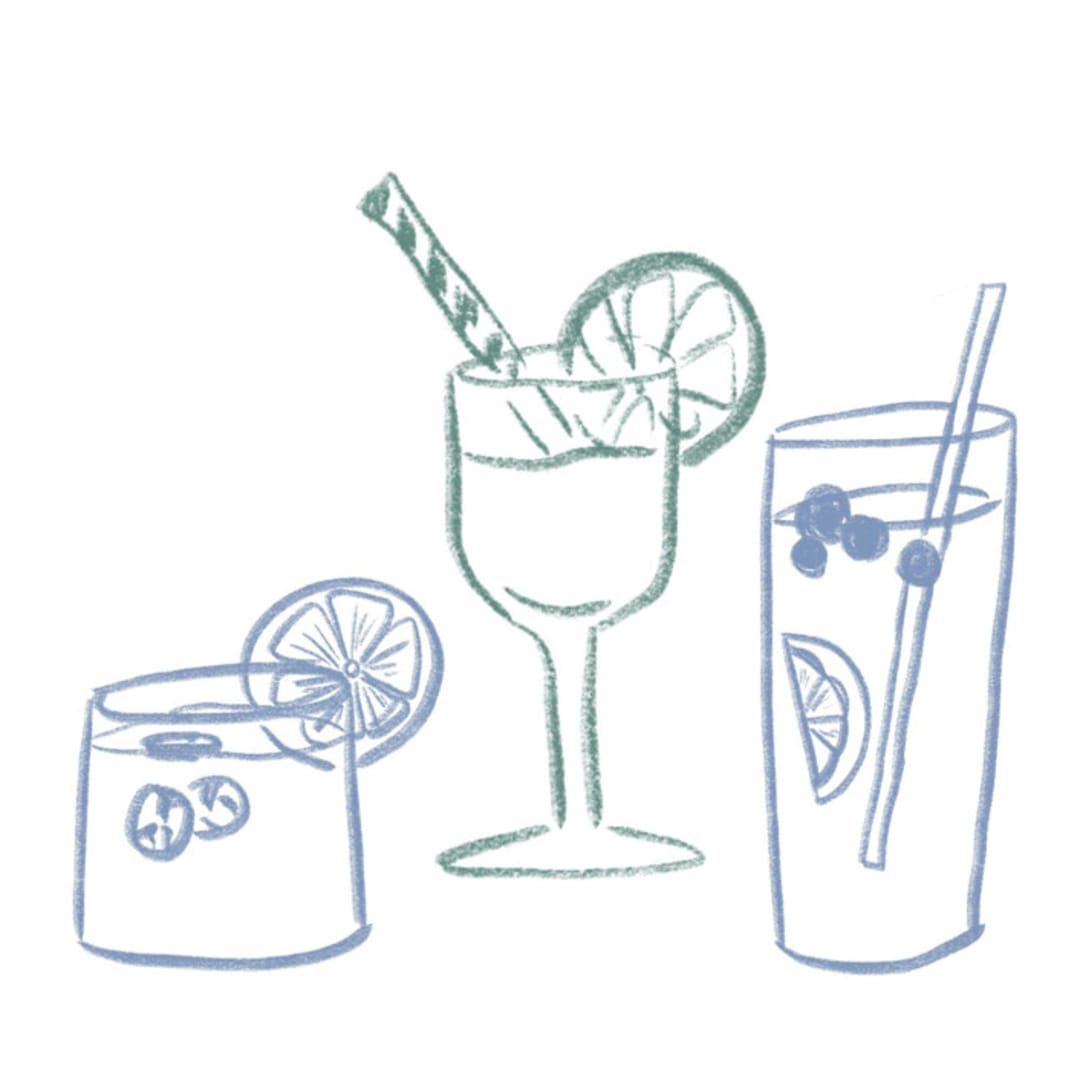"Custom Cocktail Sketch Icon" - Commissioned Design Element in multicolor by Cotton and Bow