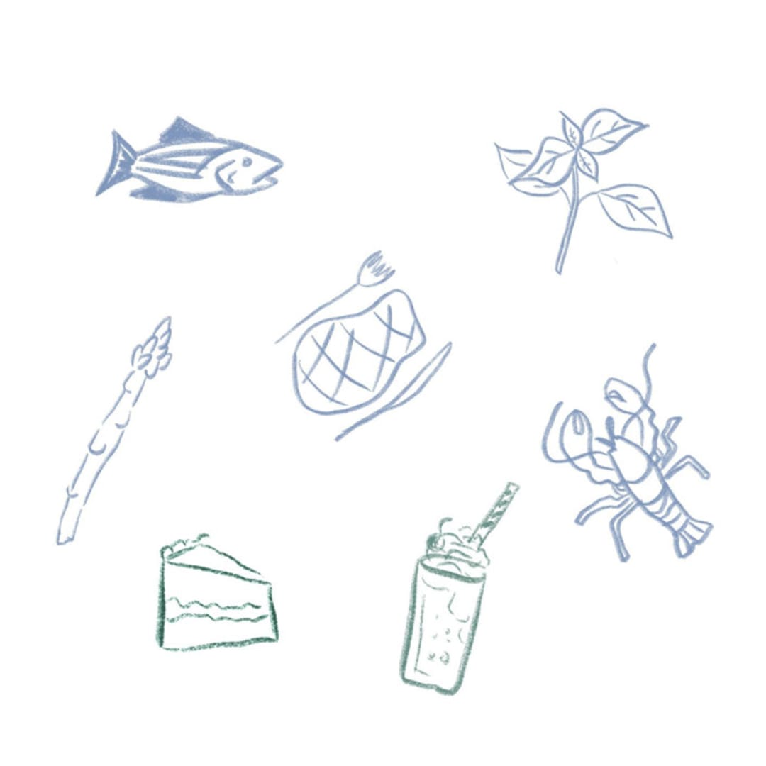 "Custom Food or Beverage Icons Set of 5" - Commissioned Design Element in multicolor by Cotton and Bow