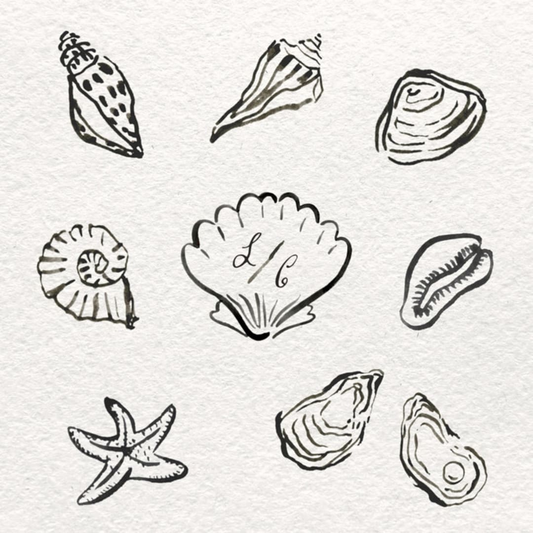 "Puglia Watercolor Icon Set" - Commissioned Design Element in black by Pati Cascino