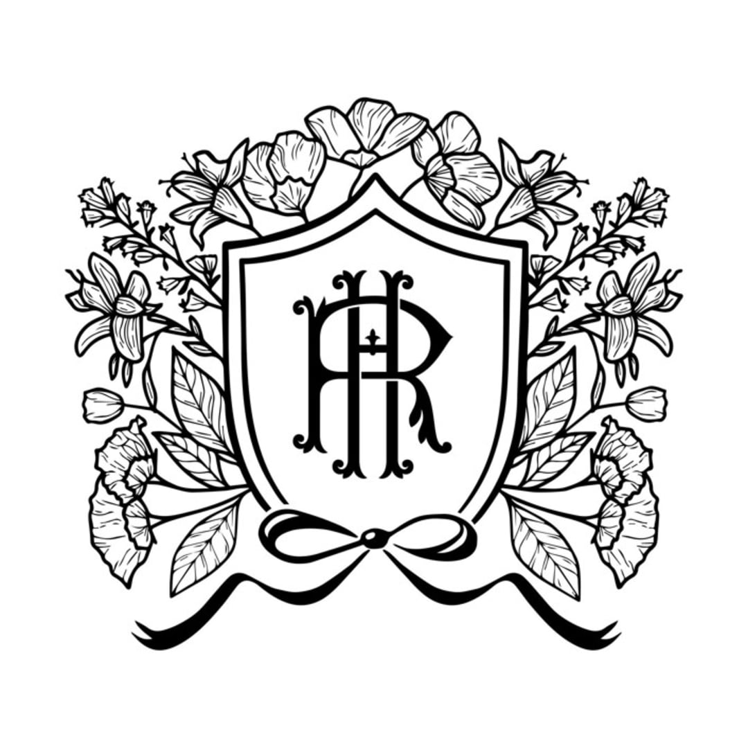 "Custom Monogram Line Art Crest" - Commissioned Design Element in black by Pink House Press