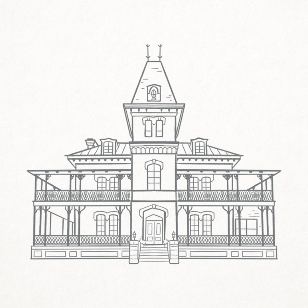 "Custom Line Drawing Venue" - Commissioned Design Element in multicolorassorted-colors by Pink House Press