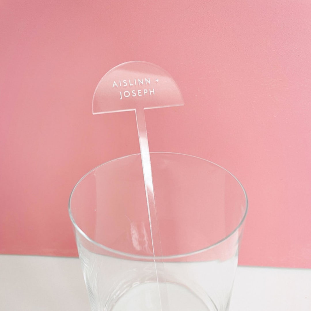 "Custom Wedding Drink Stirrers" - Stir Sticks in pink by Aislinn Minardi