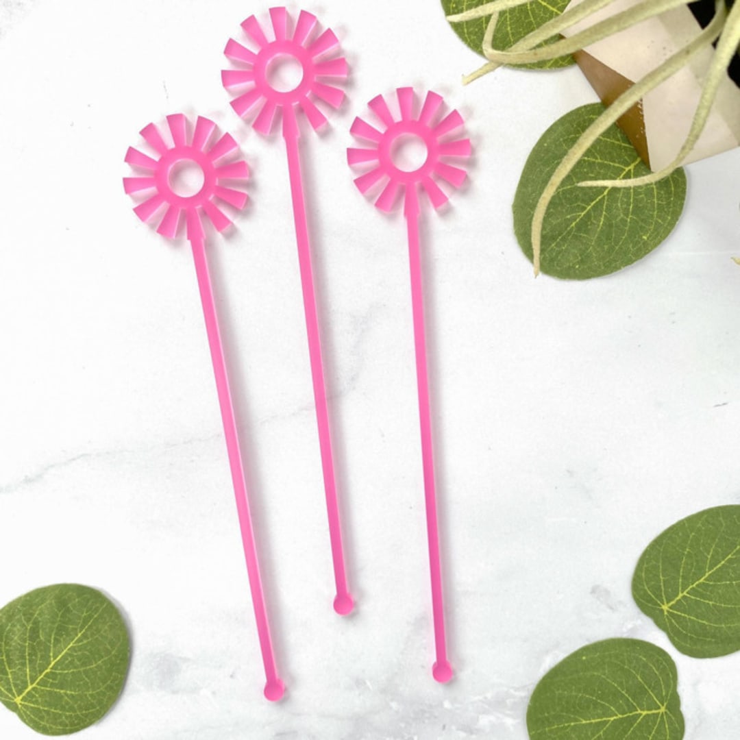 "Mid Mod Sun Stir Sticks - Frosted Pink (Set of 25)" - Stir Sticks in white by Atomic Kraftworks